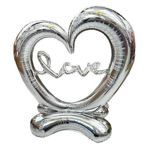 Кулька фольгована, на підлогу "Серце LOVE" (срібляста) Комбінований Сріблястий (237305)