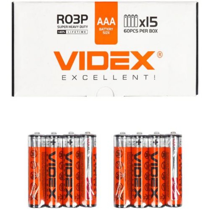 R03P Батарейки Videx AAA, сольові (4332), 4 шт (237682)