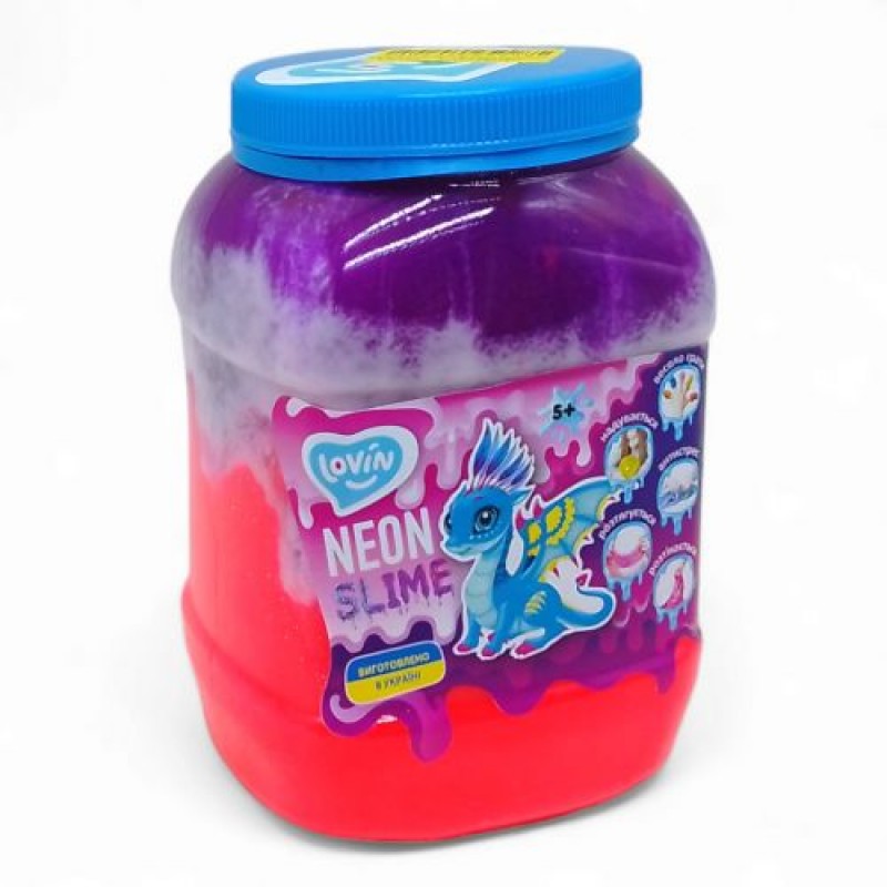 Big slime NEON ТМ Lovin Іграшка-антистрес 1150 мл фіолетово рожевий (240026)