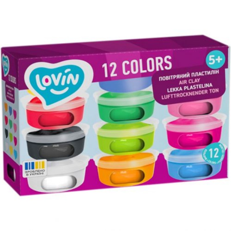 Повітряний пластилін "Lovin", 12 кольорів Комбінований Різнобарв'я (241732)