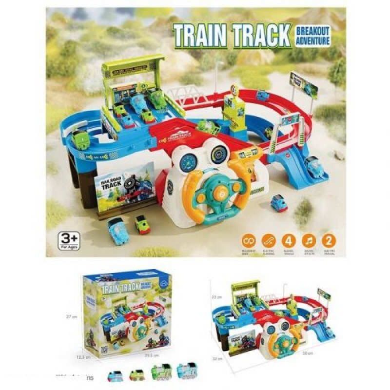 Трек з кермом "Train Track", 4 поїзди, зі звуком Пластик Різнобарв'я (242293)