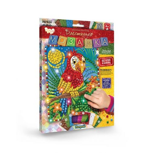Набір для творчості "Блискуча мозаїка" Папуга Комбінований Різнобарв'я (41092)