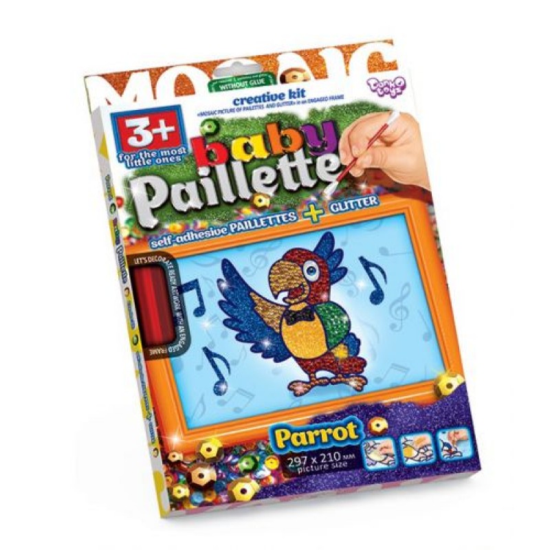 Картина-мозаїка з паєток "Baby Paillette: Папуга" Комбінований Різнобарв'я (42446)