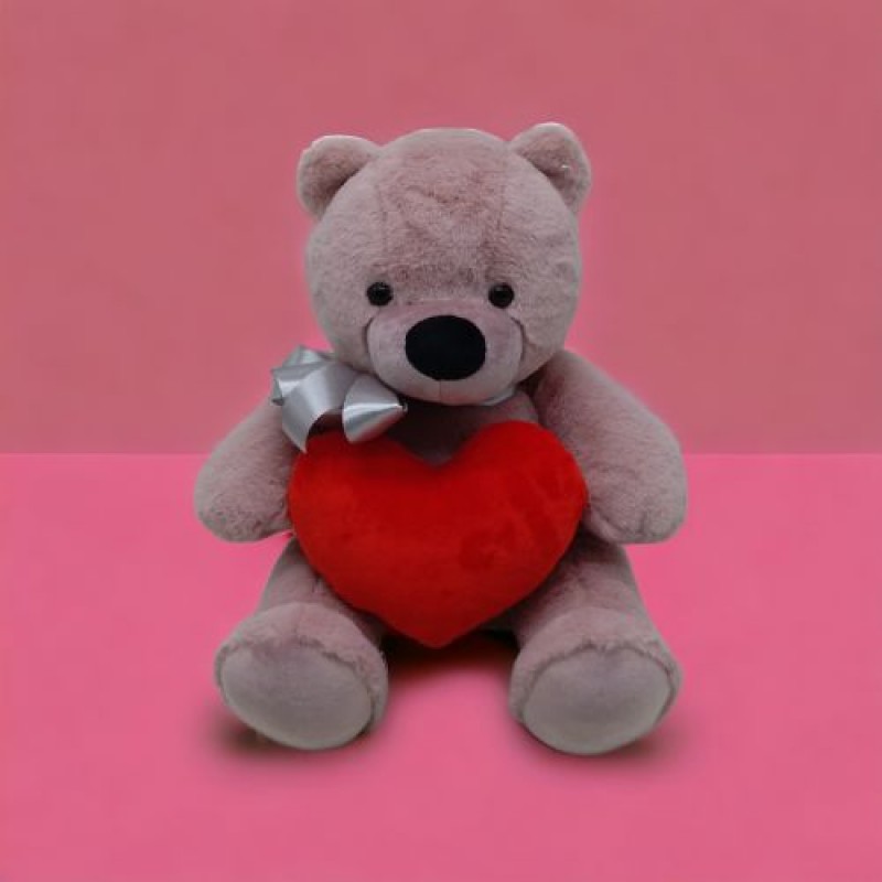 Мʼяка іграшка "Ведмедик з серцем", бузковий, 30 см Комбінований Бузковий (235023)