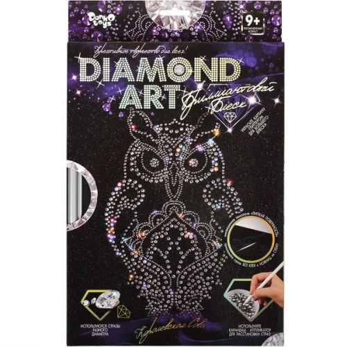 Набір для креативної творчості "DIAMOND ART", "Сова" Комбінований Чорно-сріблястий (101235)