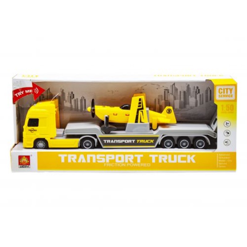 Трейлер с самолетиком "Transport truck" (желтый)