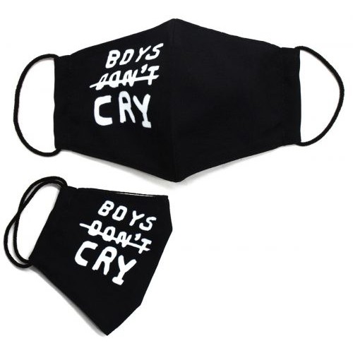 Многоразовая 4-х слойная защитная маска "Boys don't cry" размер 3, 7-14 лет, черная mask2NEW