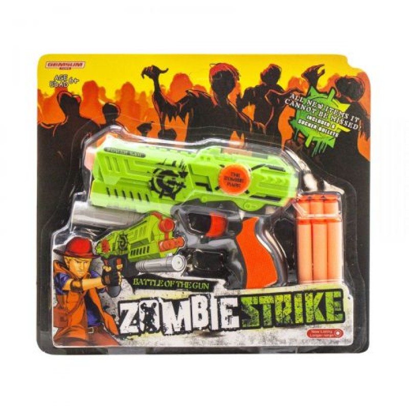 Уценка. Бластер "Zombie Strike" (зеленый) - не работает фонарик, нет патронов