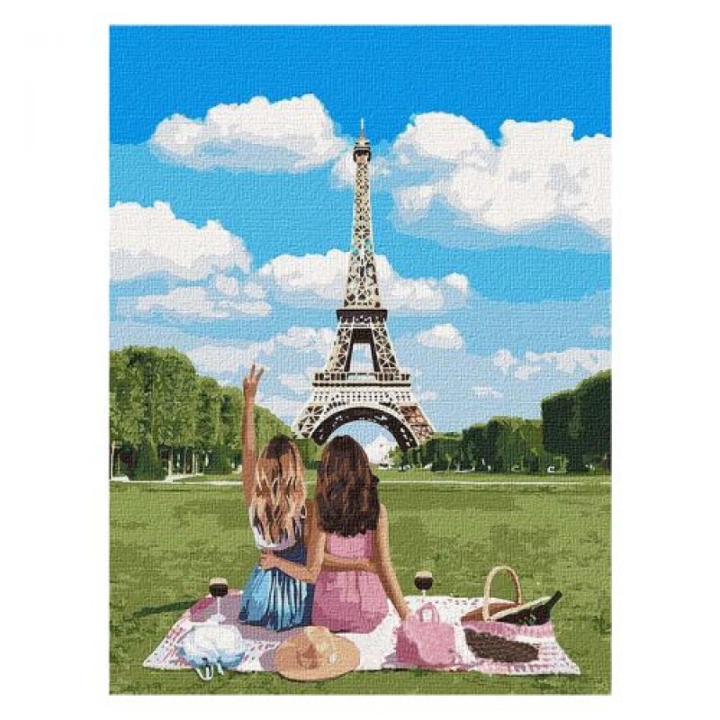 Картина за номерами "Подружки в Парижі" ★★★★ Комбінований Білий (169925)