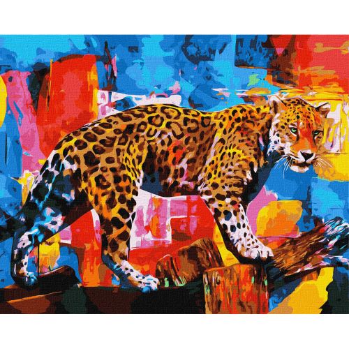 Картина за номерами "Яскравий леопард" ★★★★★ Комбінований Різнобарв'я (188445)