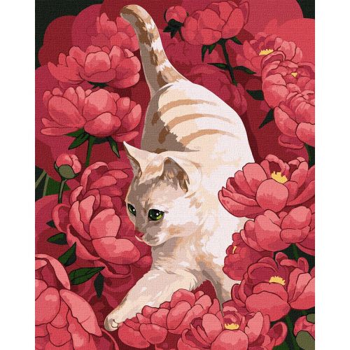Картина за номерами "Грайлива кішка" ★★★ Комбінований Різнобарв'я (193313)