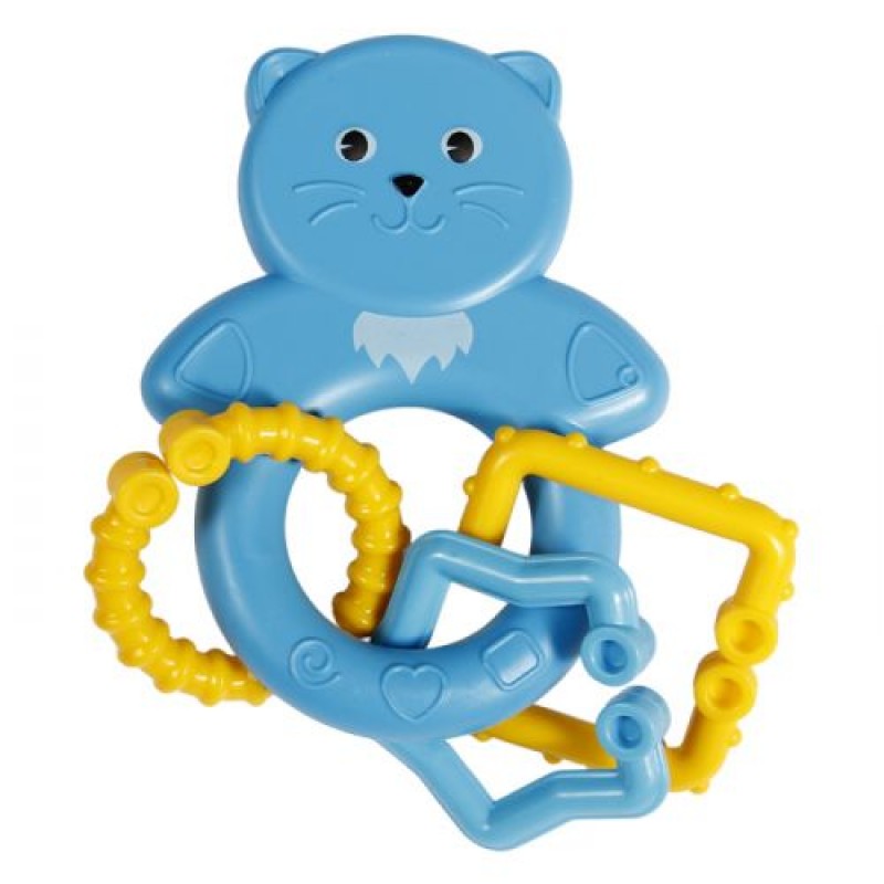 Іграшка-брязкальце синій котик з кільцями Пластик М'ятний (196823)