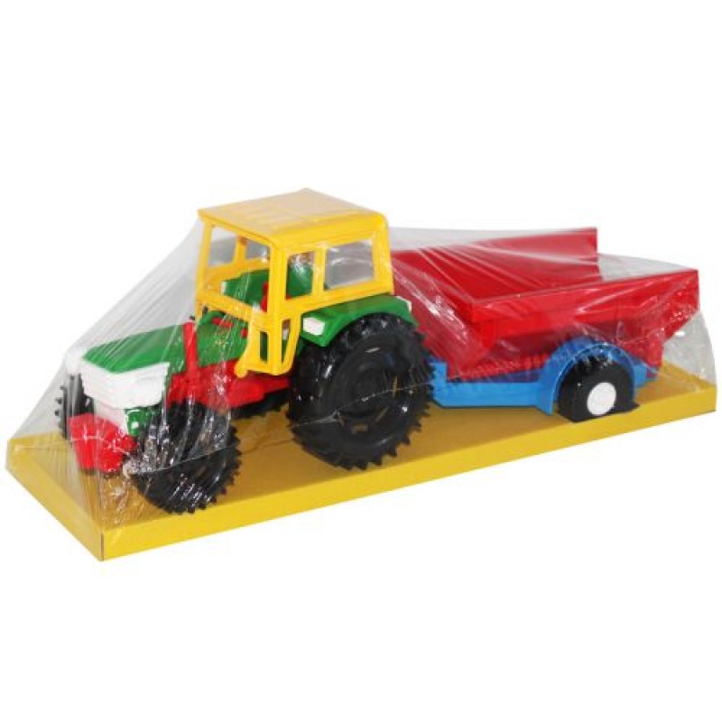 Трактор з причепом желто-красный Пластик Різнобарв'я (197339)