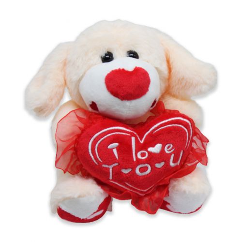 М'яка іграшка "Собачка з серцем", персикова Комбінований Персиковий (200198)