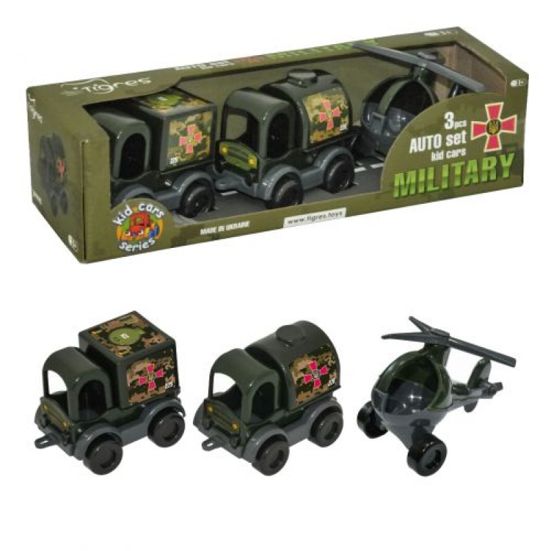 Набір машинок "Kid cars: Військова техніка", 3 шт. Пластик Зелений (206352)