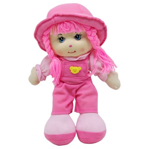 Мʼяка лялька "Дівчинка у комбінезоні", рожева Текстиль Рожевий (209856)