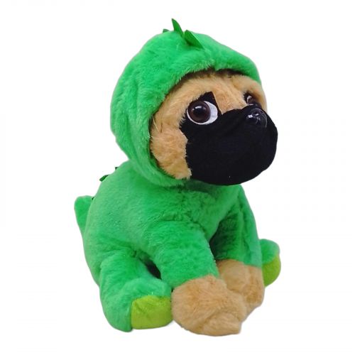 Мʼяка іграшка "Мопсик у костюмі: Динозаврик" Текстиль Зелений (227447)