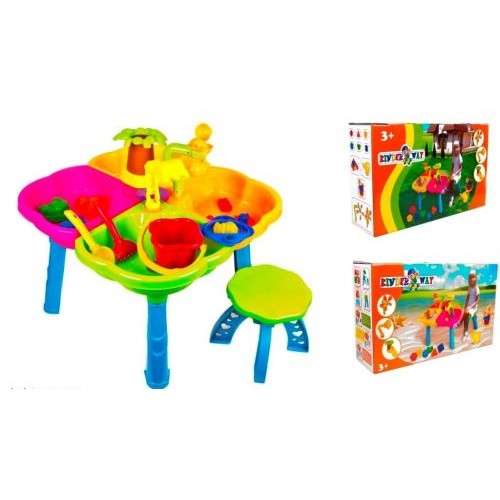 Столик пісочниця з іграшками і стільчиком Пластик Різнобарв'я (23213)