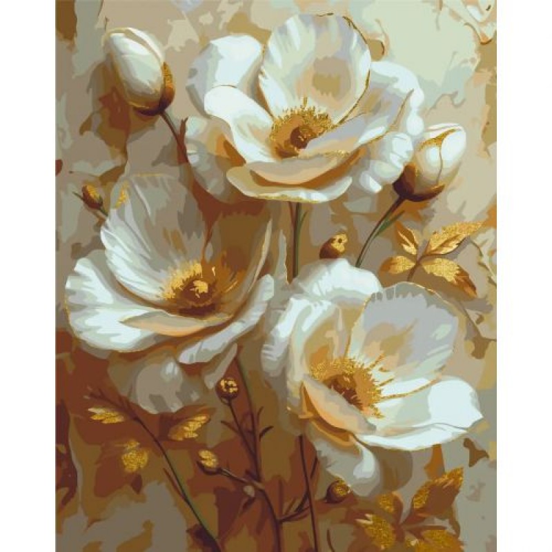 Картина за номерами з фарбами металік "Білі квіти" 40х50 Комбінований Різнобарв'я (234994)