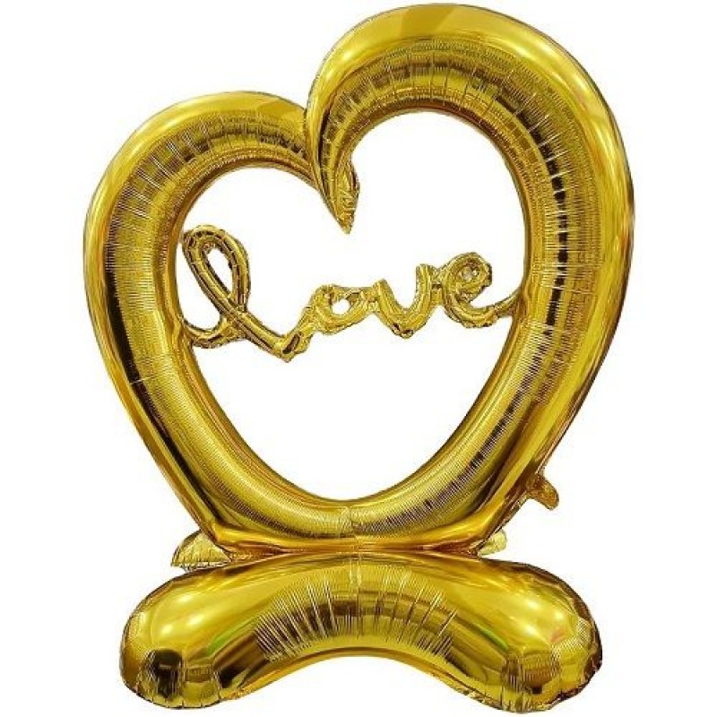 Кулька фольгована на підлогу Серце LOVE, золота (237306)