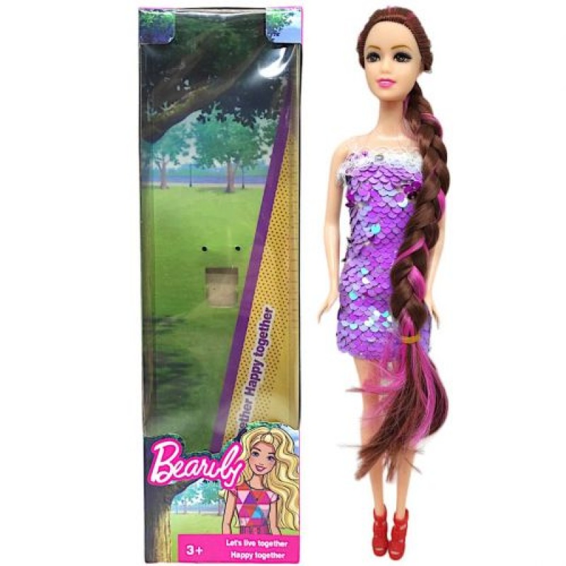 Лялька в сукні з паєтками (шатенка у бузковому) Комбінований Різнобарв'я (237949)