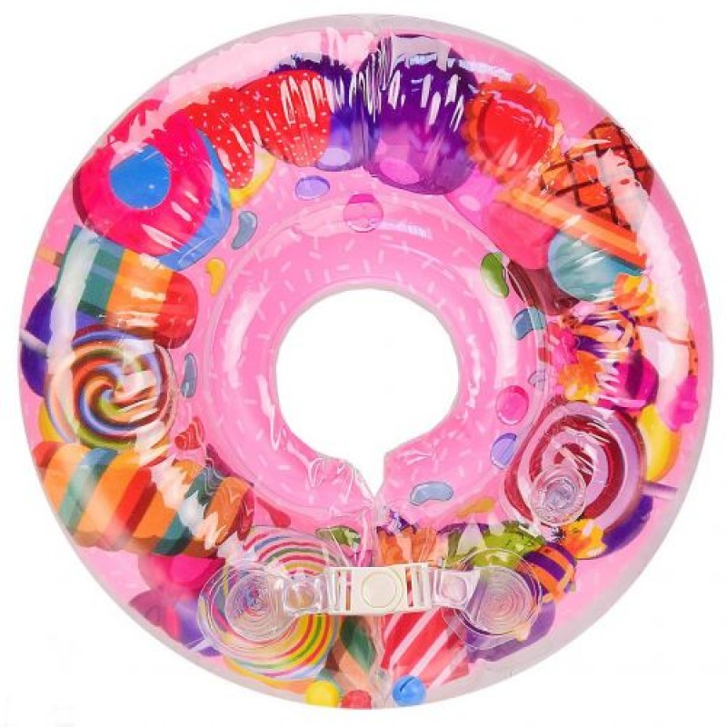 Круг на шию "Цукерки", 40 см, для плавання малюків у ванній Вініл Рожевий (240657)