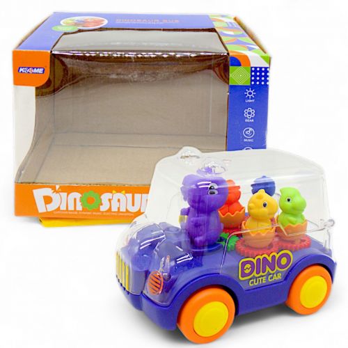 Музична машинка на батарейках "Dino Car", синя Пластик Різнобарв'я (241369)
