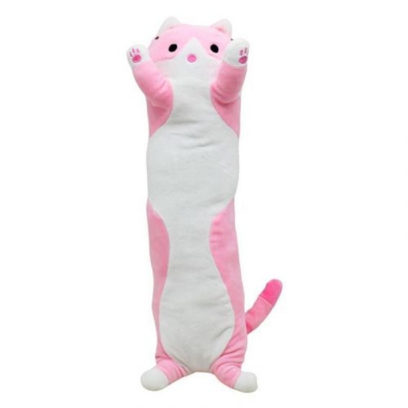 Мʼяка іграшка-обіймашка "Кіт батон", 45 см (рожевий) Текстиль Рожевий (224051)