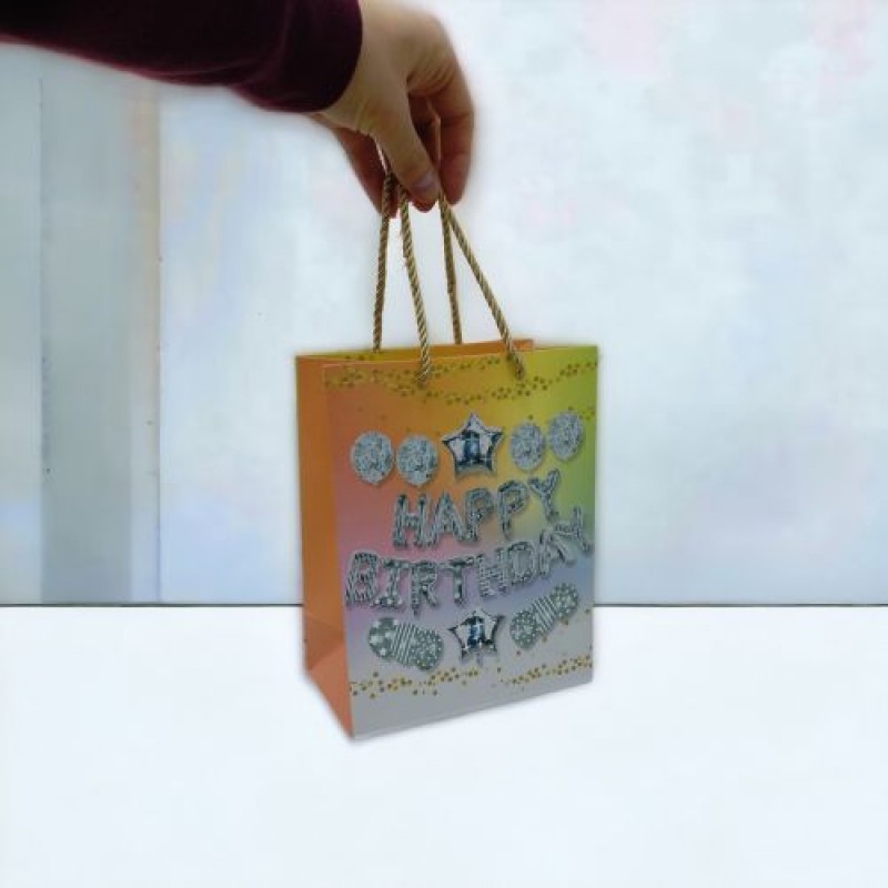 Пакет подарунковий "Happy Birthday"(18х10х23 см.), рожевий Картон Різнобарв'я (238831)