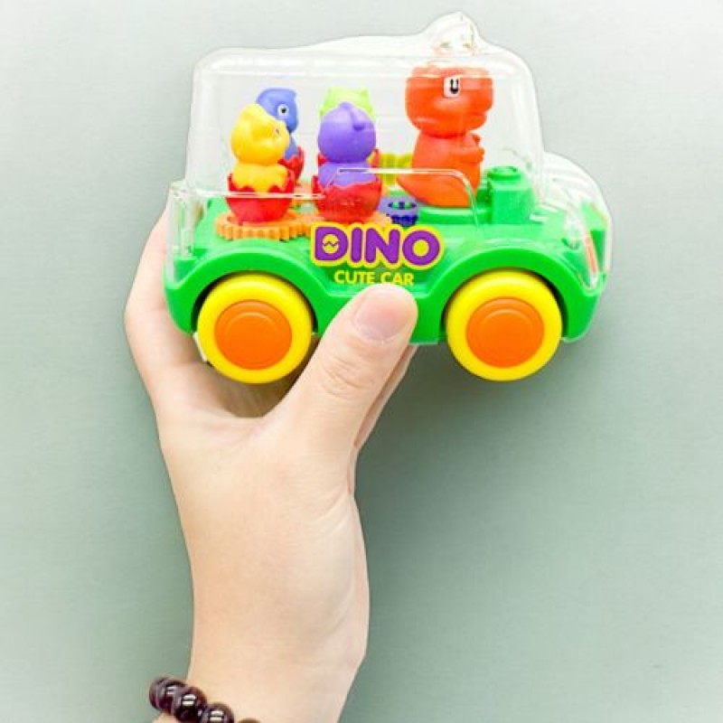 Музична машинка на батарейках "Dino Car", зелена Пластик Різнобарв'я (241370)