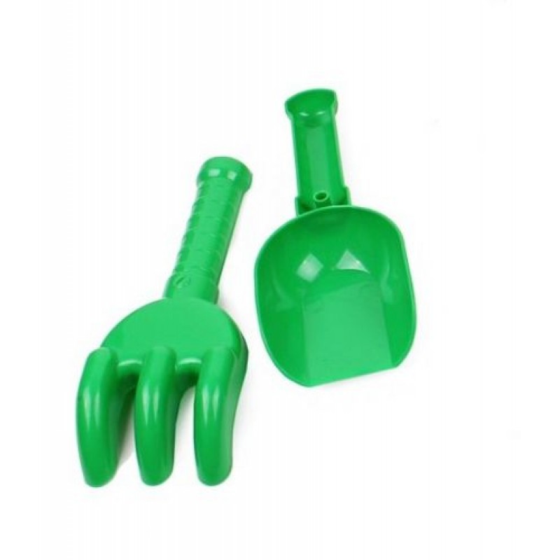 Набір "Лопатка та граблі", маленький (зелений) Пластик Зелений (101884)