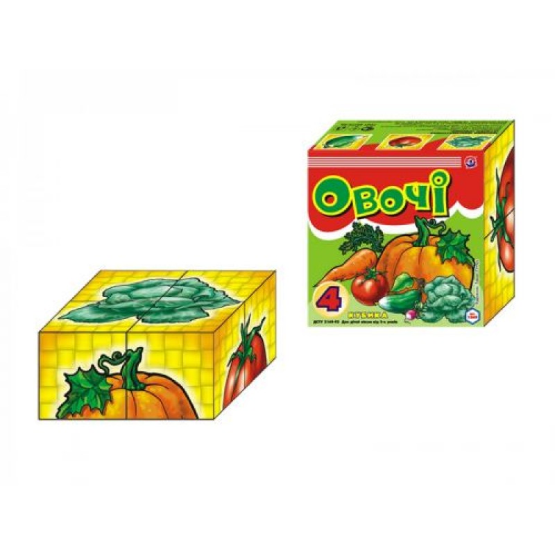 Кубики "Овочі ТехноК" (4 кубика) Пластик Різнобарв'я (11132)