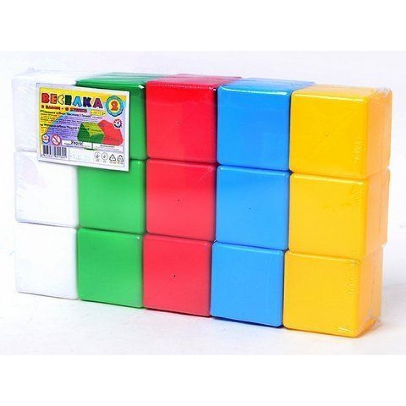 Кубики "Веселка 2 ТехноК" (15 кубиків) Пластик Різнобарв'я (11148)