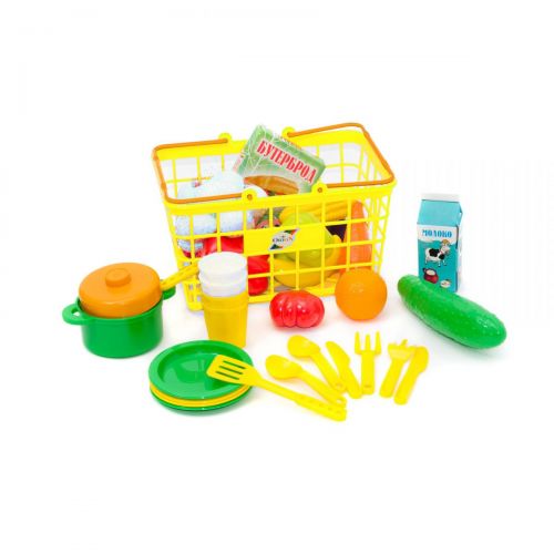 Кошик з продуктами і посудом "Пікнік", 37 ел (жовта) Пластик Різнобарв'я (118051)