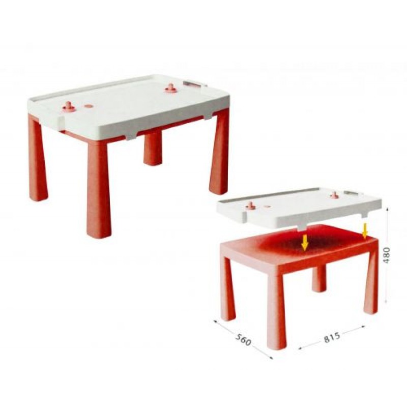 Пластиковый стол с насадкой для аэрохоккея (красный)