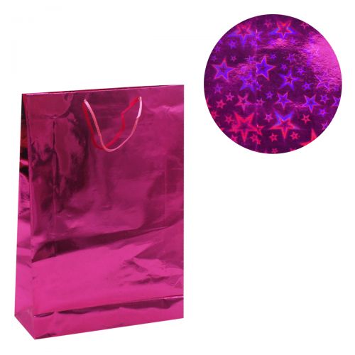 Подарочный пакет "Голографический", розовый