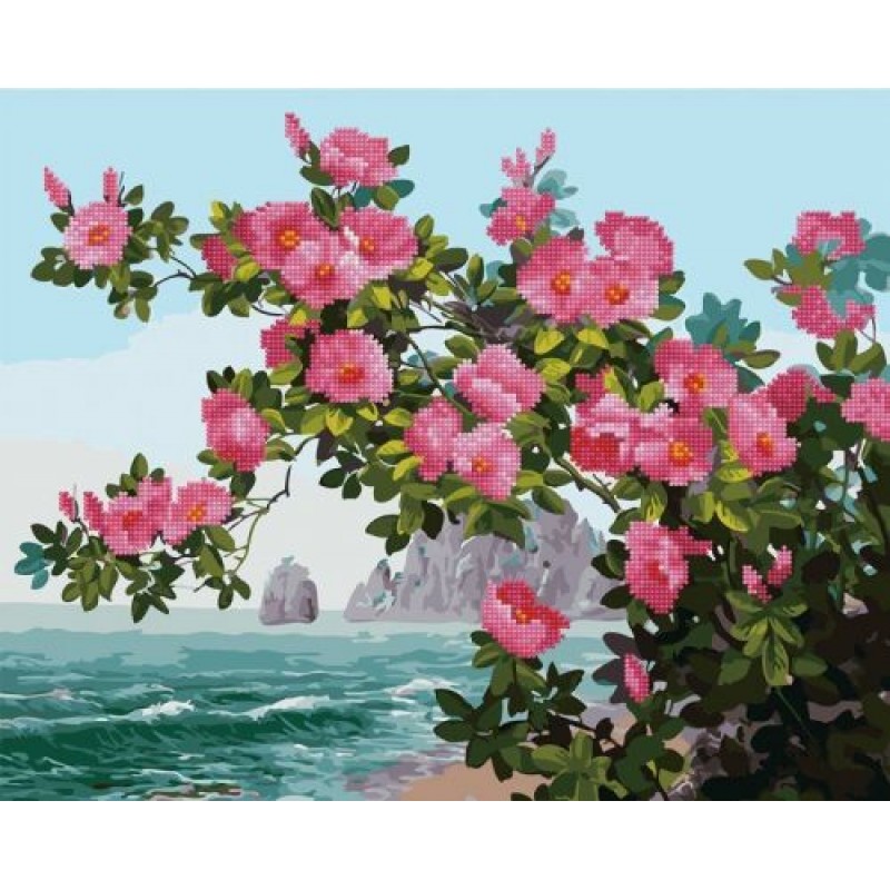 Картина по номерам + Алмазная мозаика "Весна на побережье" ★★★★