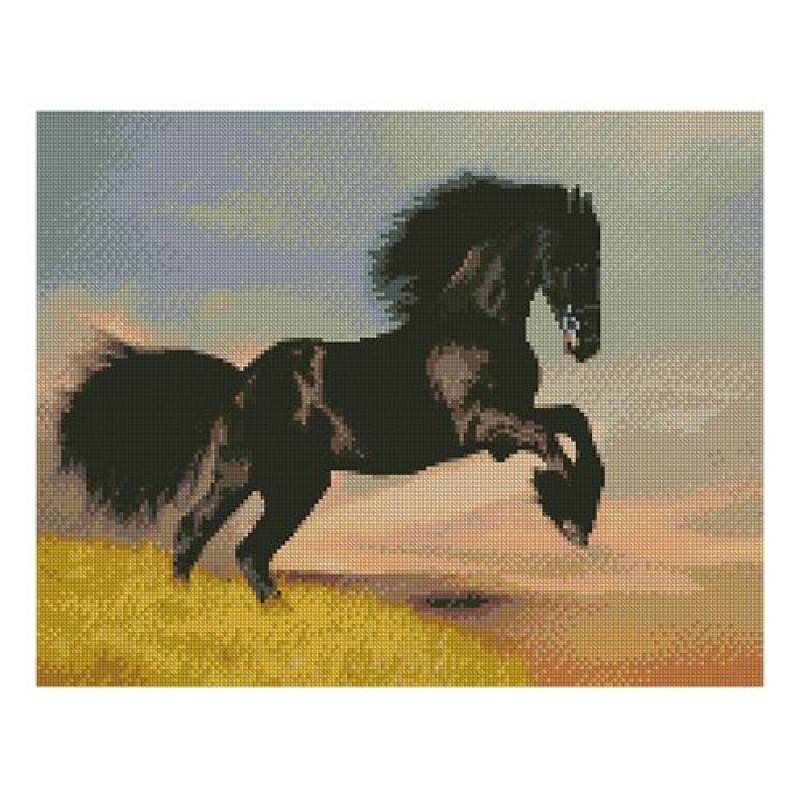 Алмазная мозаика "Вороной конь"