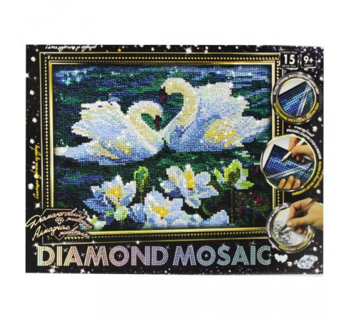 Алмазная живопись "DIAMOND MOSAIC. Лебеди"