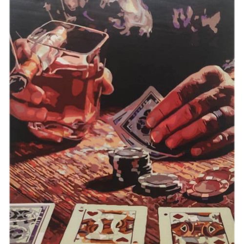 Картина за номерами "Партія в покер" ★★★★★ Комбінований Різнокольоровий (180837)