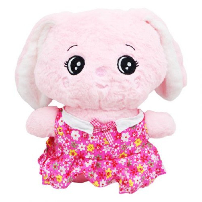 М'яка іграшка заєць рожевий в рожевому платті Текстиль Рожевий (197245)