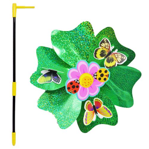 Вітрячок дитячий "Яскрава квіточка", зелений Пластик Зелений (204521)