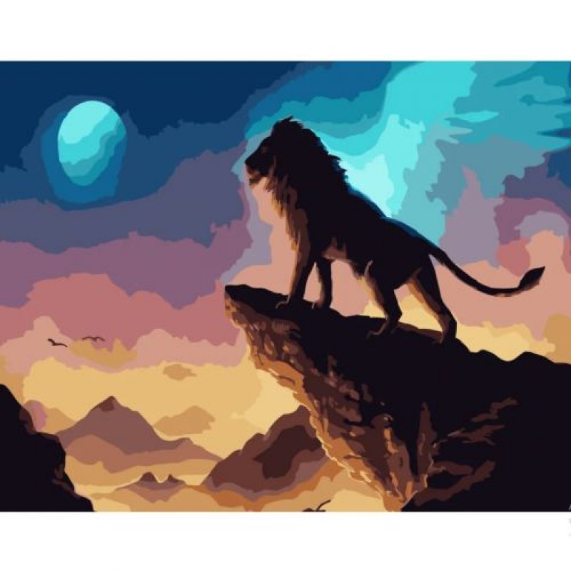 Картина за номерами "Лев на скелі" ★★★★ Комбінований Різнобарв'я (215521)