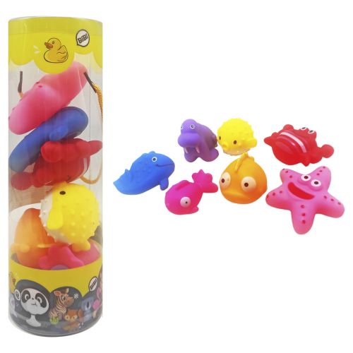 Іграшки для ванної "Морські мешканці", 7 штук, в тубі Гума Різнобарв'я (216944)