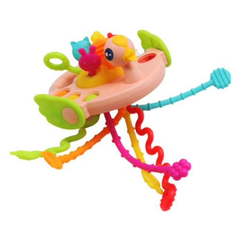 Розвиваюча іграшка "Веселе каченя" (рожеве) Пластик гума Рожевий (223296)