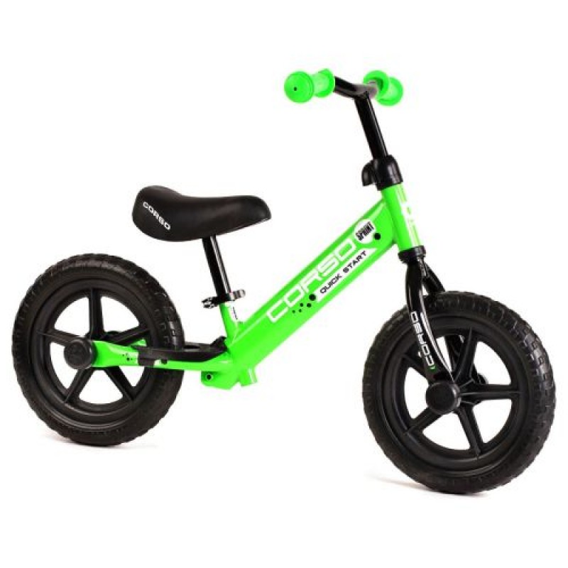 Уцінка. Велобіг "CORSO" зелений зі сталевою рамою, колесо 12" - не правильно одне колесо крутиться (вісімкою їде) (226560)