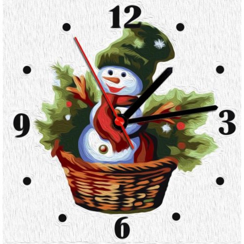 Годинник-картина за номерами "Сніговик", 30х30 см Комбінований Різнобарв'я (227148)