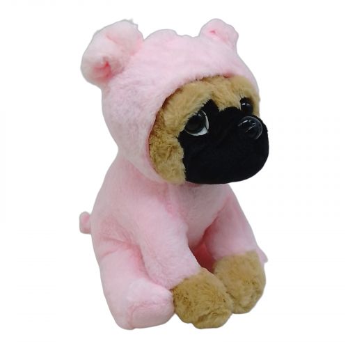 Мʼяка іграшка "Мопсик у костюмі: Свинка" Текстиль Рожевий (227448)