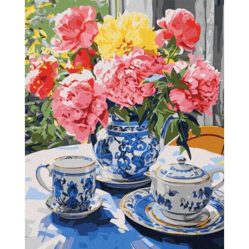 Картина за номерами "Чаювання на веранді" 40х50 см Комбінований Різнобарв'я (238330)