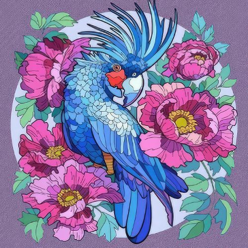 Картина за номерами "Папуга у квітах" 30х30 см Комбінований Різнобарв'я (239659)